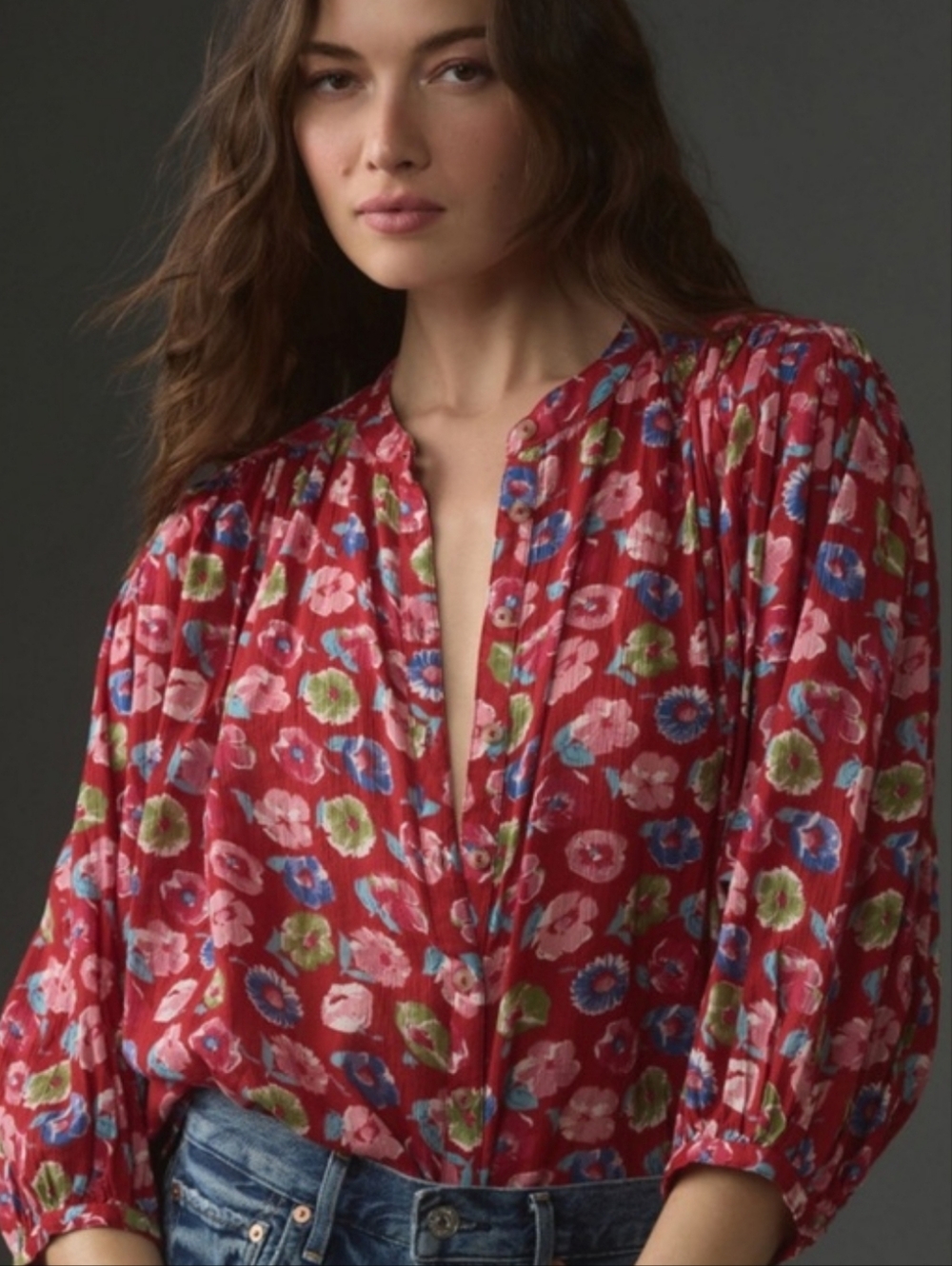 Pilcro The Sidney Women's Floral Button-Front Blouse